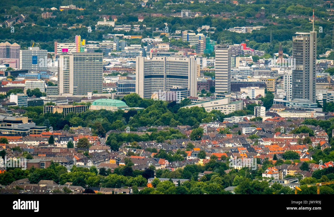 RWE-Tower, Aalto-Theater, Philharmonie Essen, Postbank Immobilien GmbH, Postbank Hochhaus, RWE Systems AG, skyscrapers, skyline of Essen, Essen, Ruhr  Stock Photo