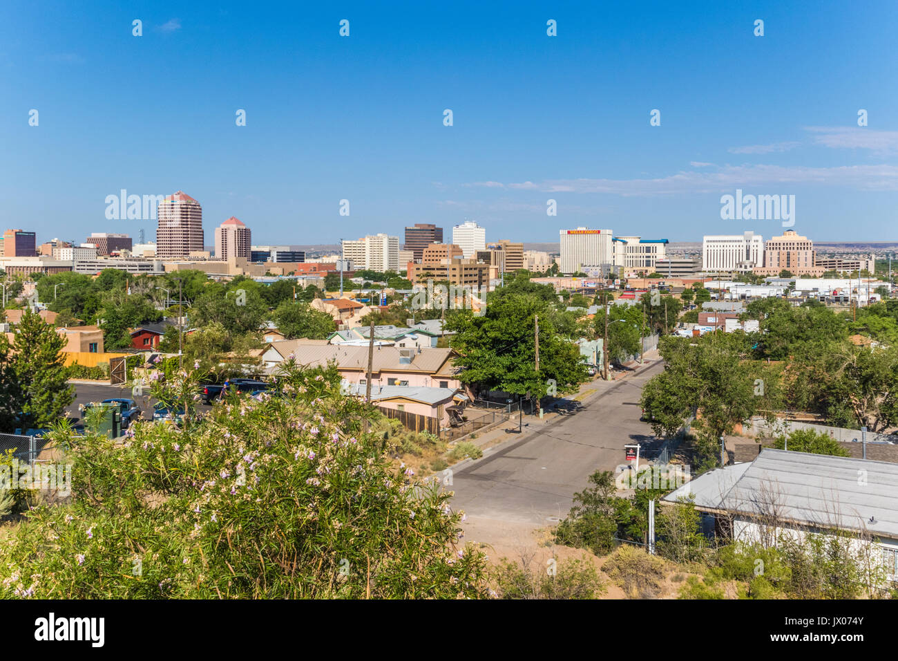 Downtown Albuquerque skyline in Albuquerque, New Mexico. Stock Photo