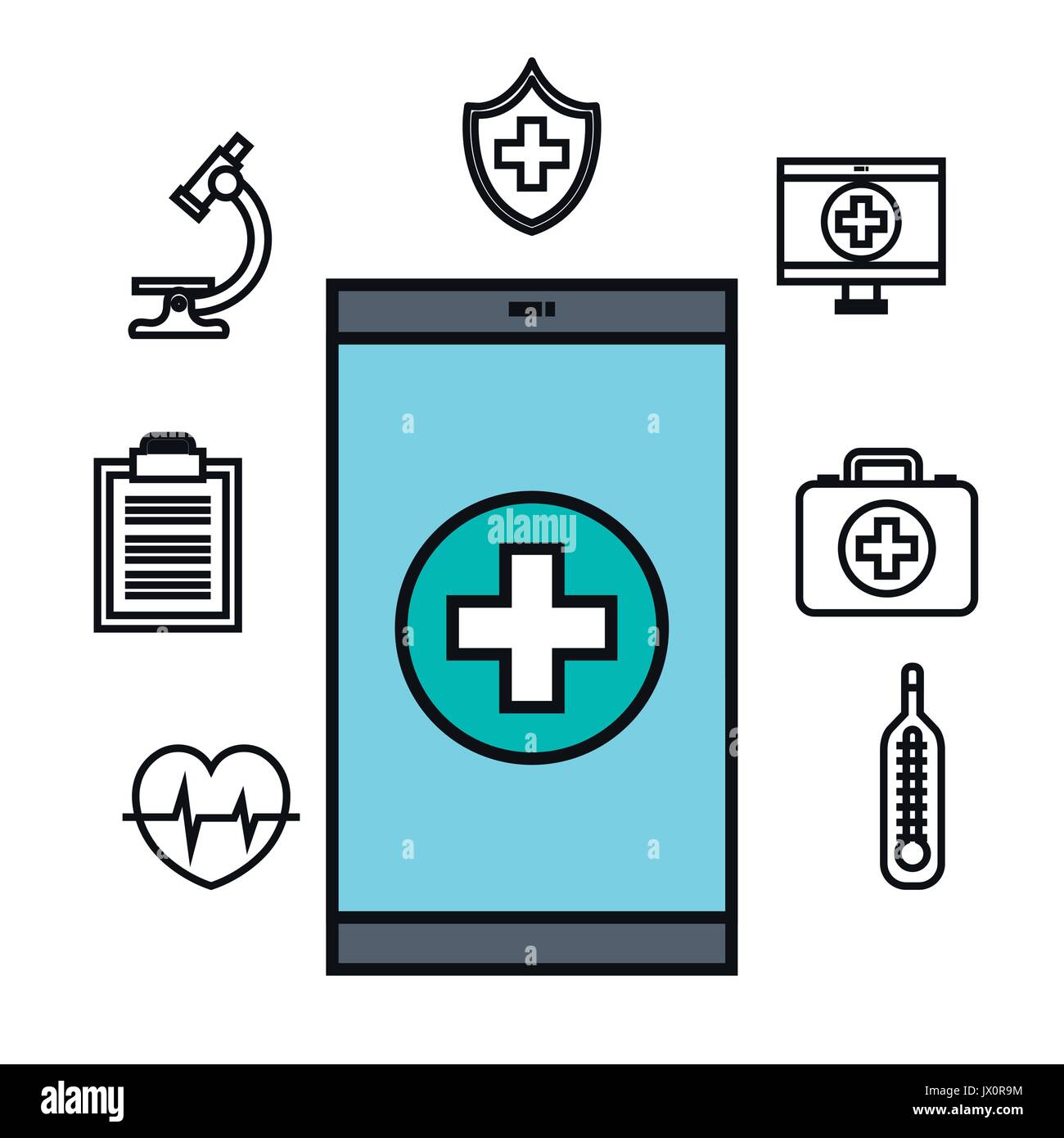 smartphone medical technology app online design vector illustration ...