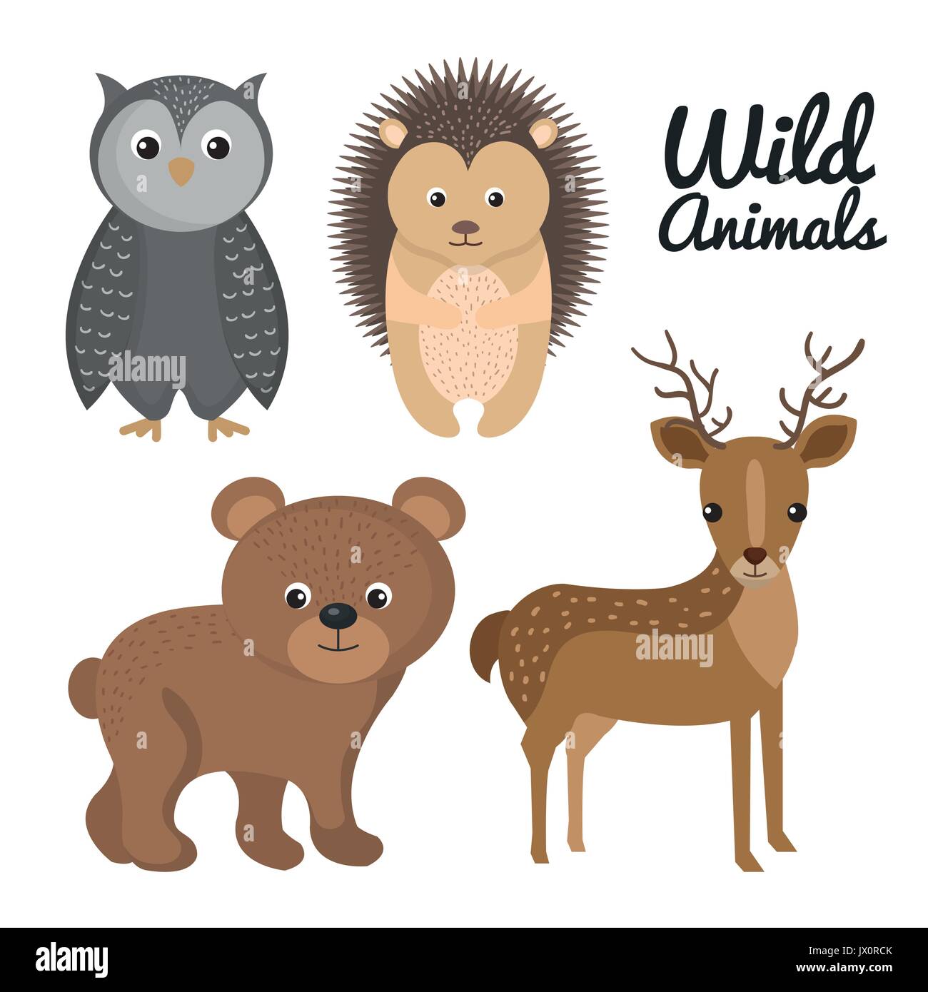 cute wild animal nature fauna set image vector illustration Stock ...