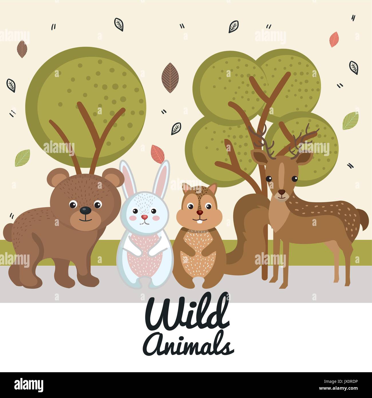 cute wild animal nature fauna set image vector illustration Stock ...