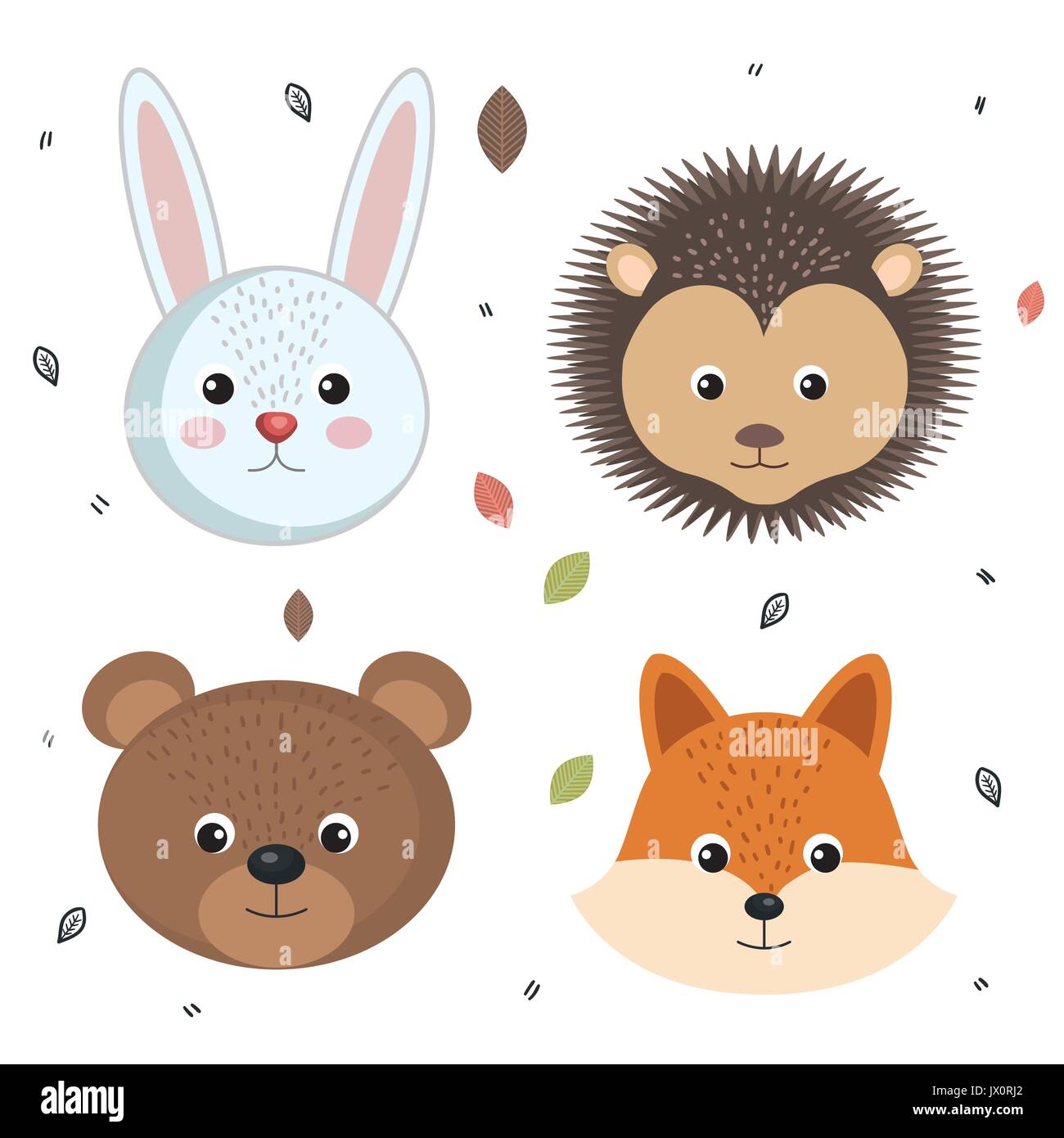 cute wild animal nature fauna set image vector illustration Stock ...