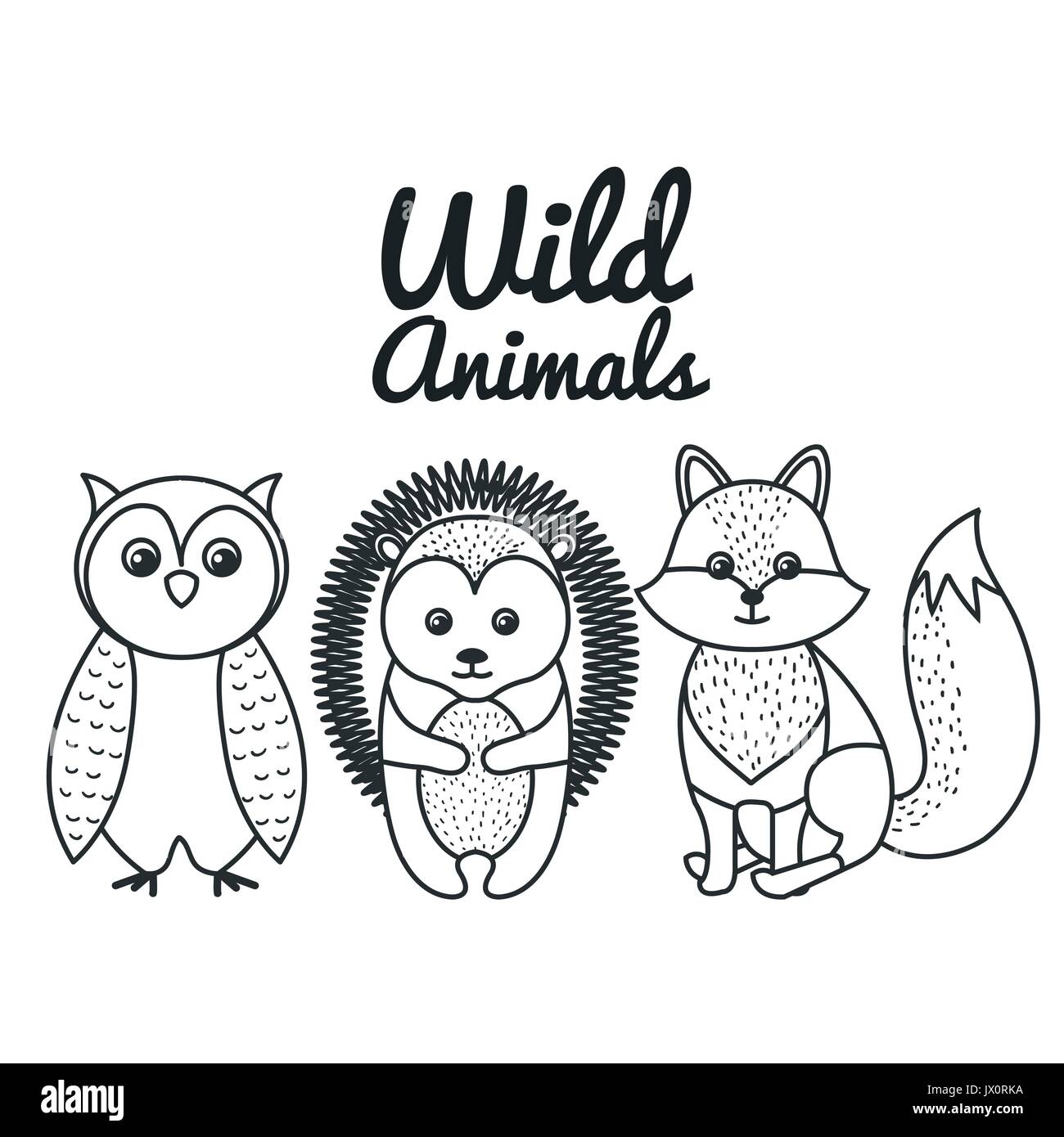 cute wild animal nature fauna set image vector illustration Stock ...