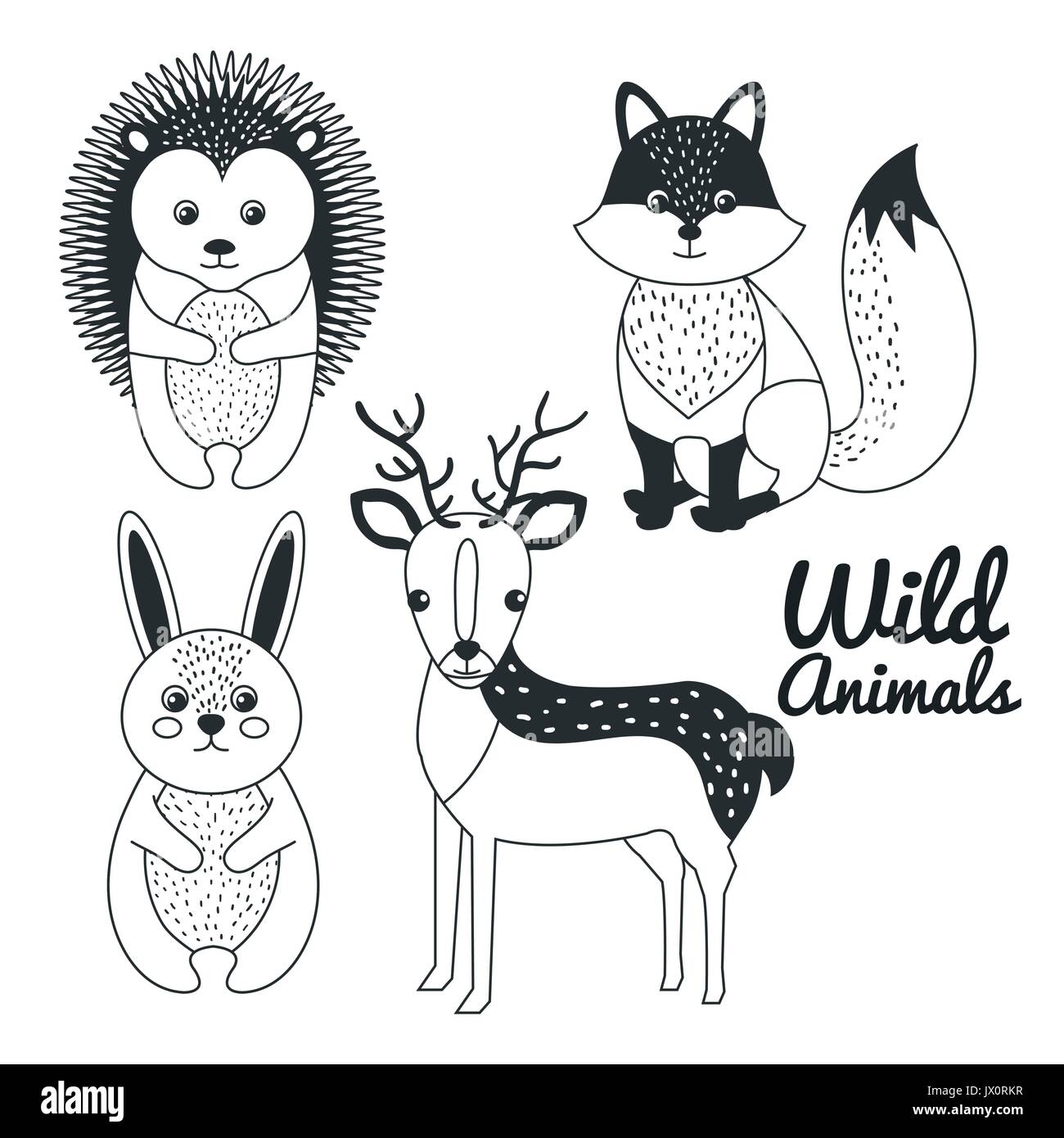 cute wild animal nature fauna set image vector illustration Stock ...
