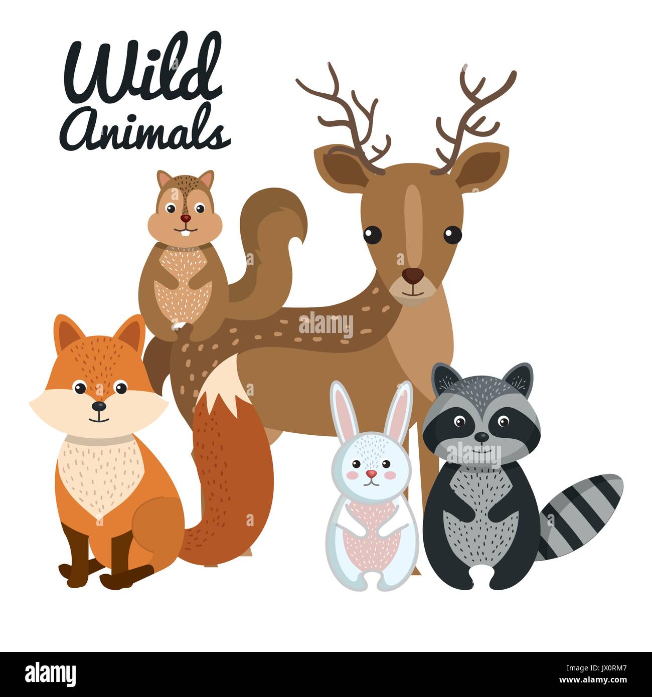 cute wild animal nature fauna set image vector illustration Stock ...