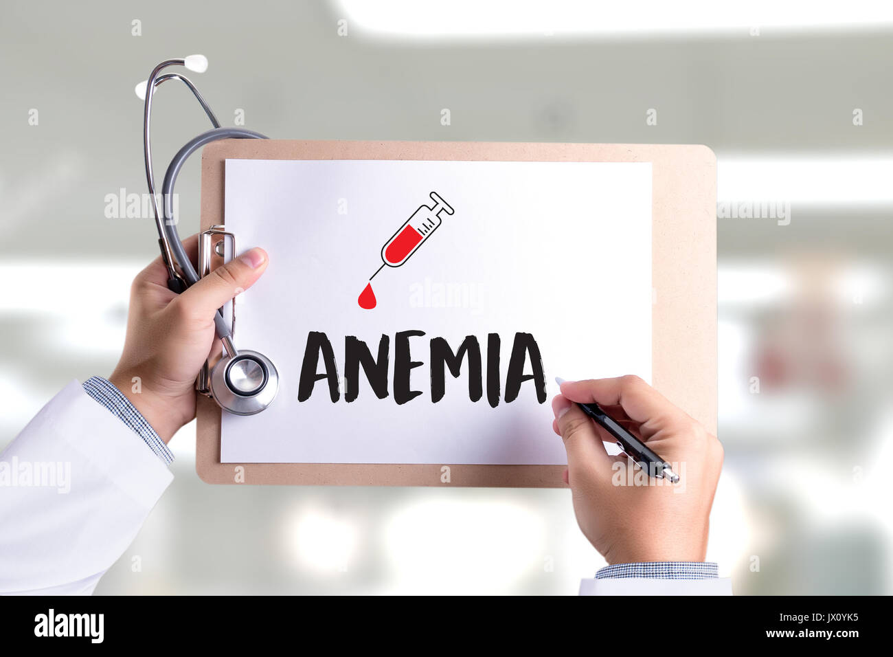ANEMIA blood for test , Medical Concept , Diagnosis Iron deficiency
