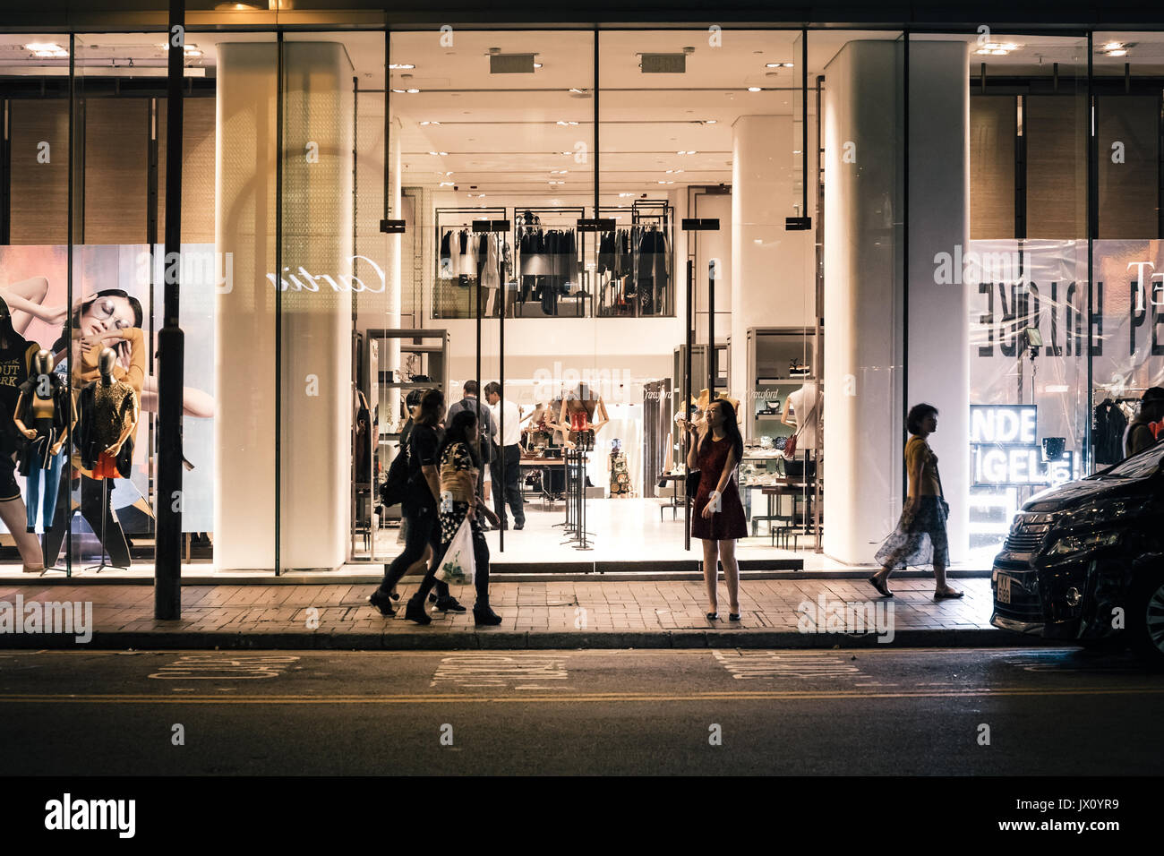 August 10, 2017, Tsim Sha Tsui, Hong Kong Canton Road at night, there