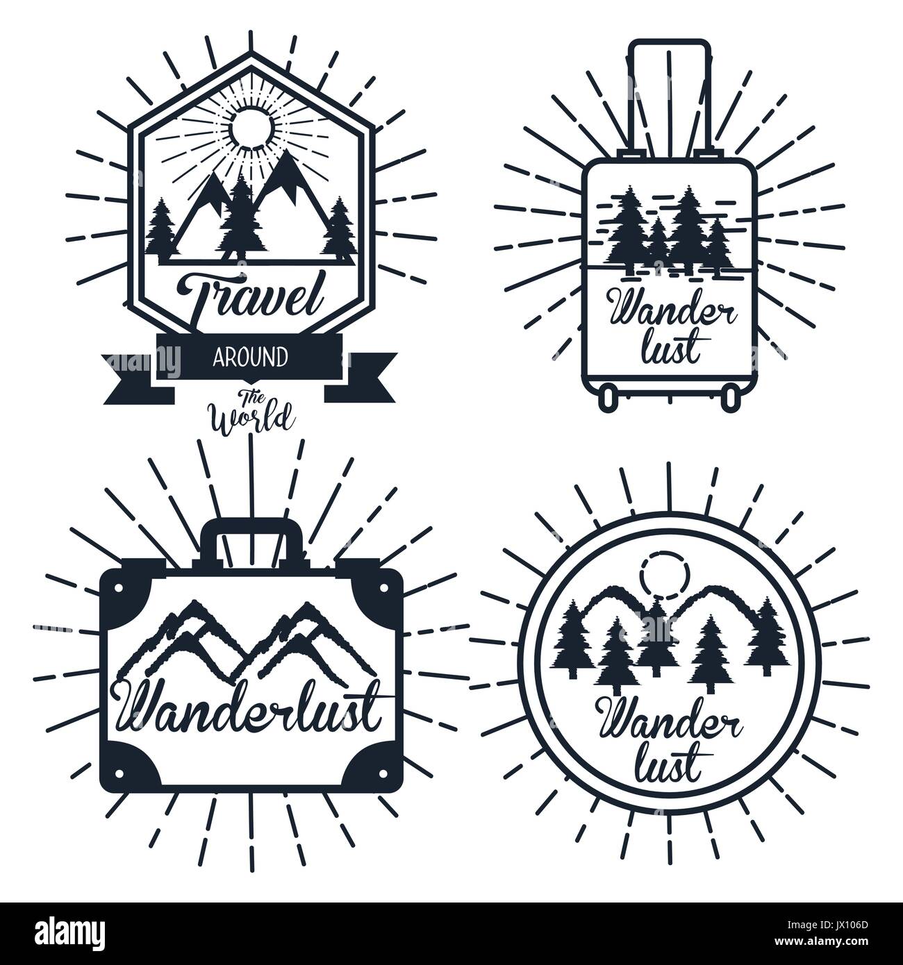 journey label set travel explore adventure symbol lettering vector ...