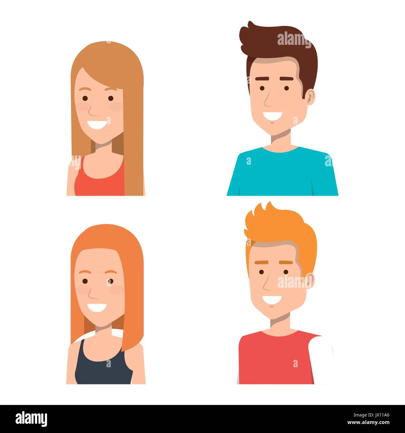 People Smiling Vector set of style young people smiling portrait vector illustration Stock ...