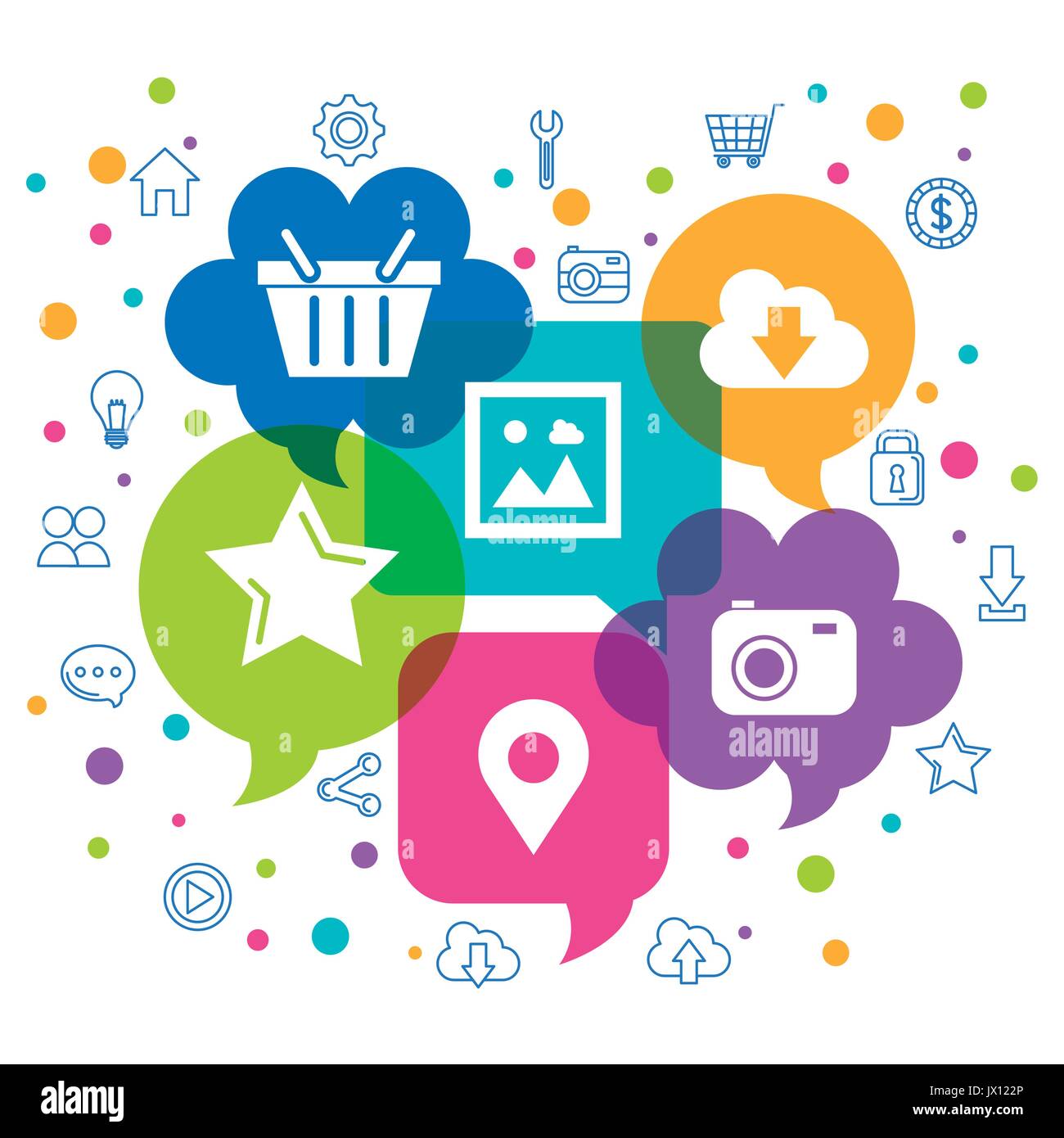 icons of social network speech bubbles over white background vector ...
