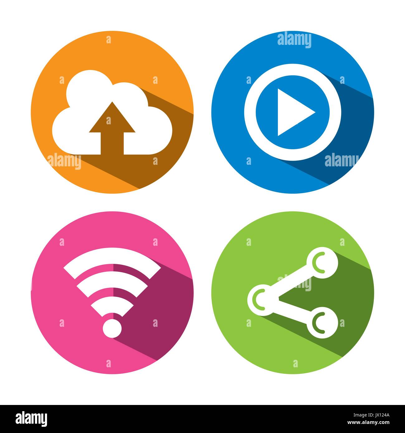 collection internet icons on round web buttons vector illustration ...