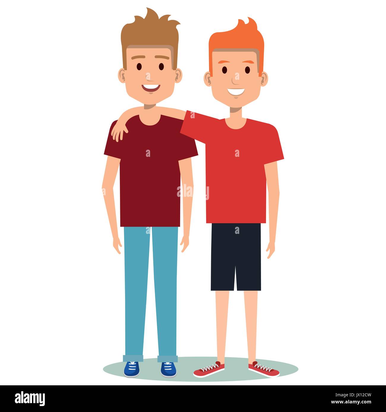 two boys hugging best friends happy smiling vector illustration Stock  Vector Image & Art - Alamy