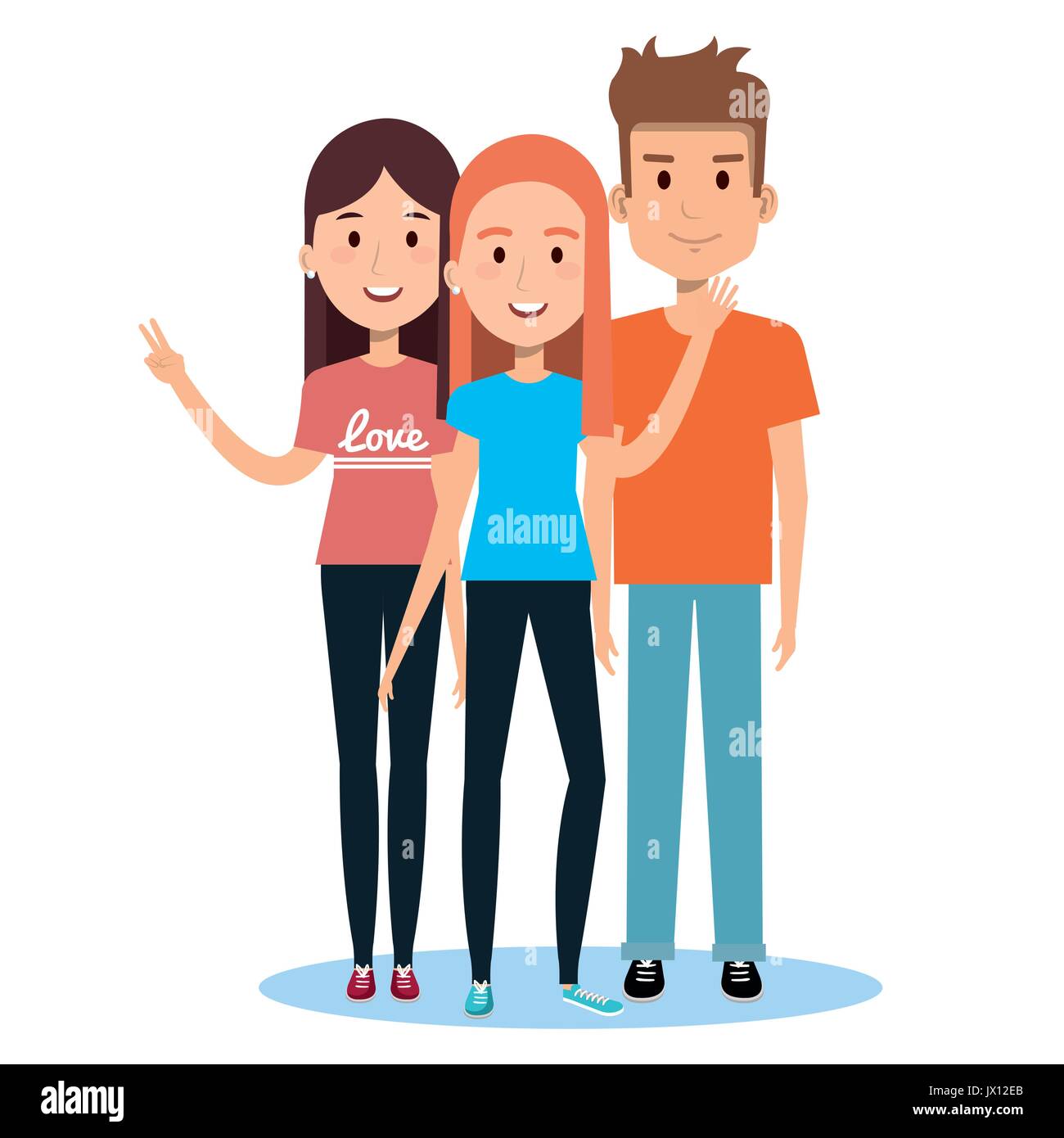 characters embracing three friends on white background vector illustration  Stock Vector Image & Art - Alamy