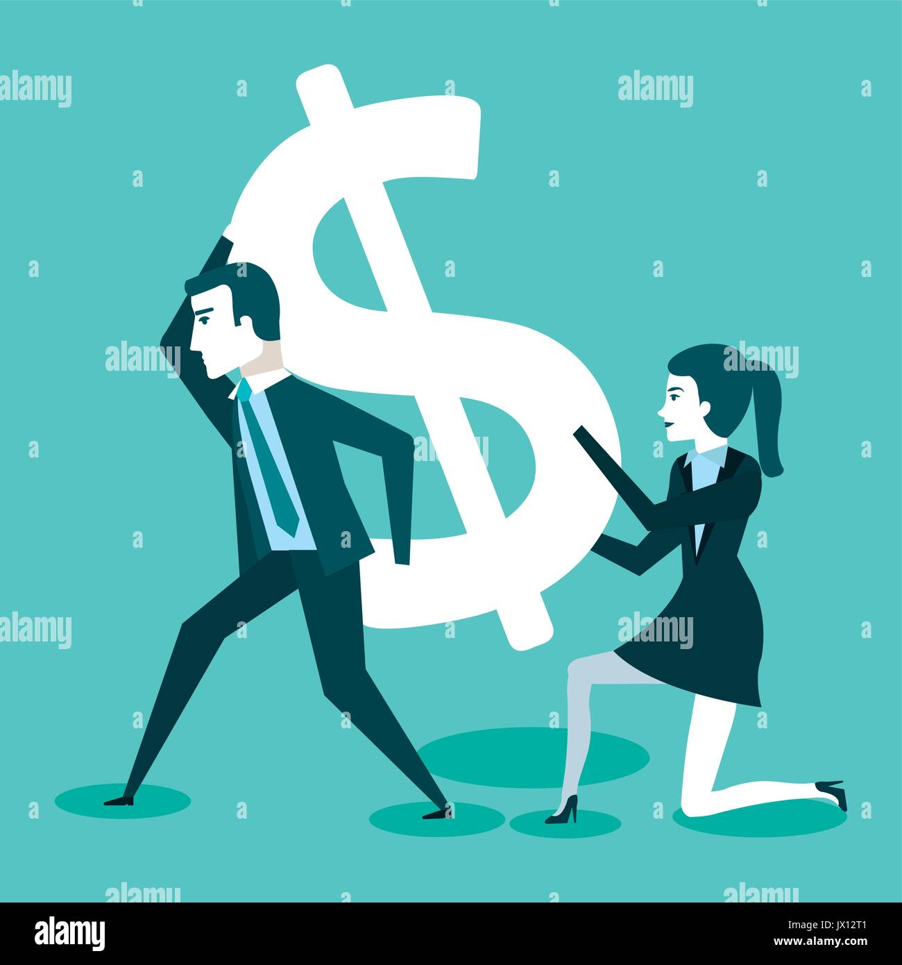 business man and woman with dollar sign vector illustration Stock ...