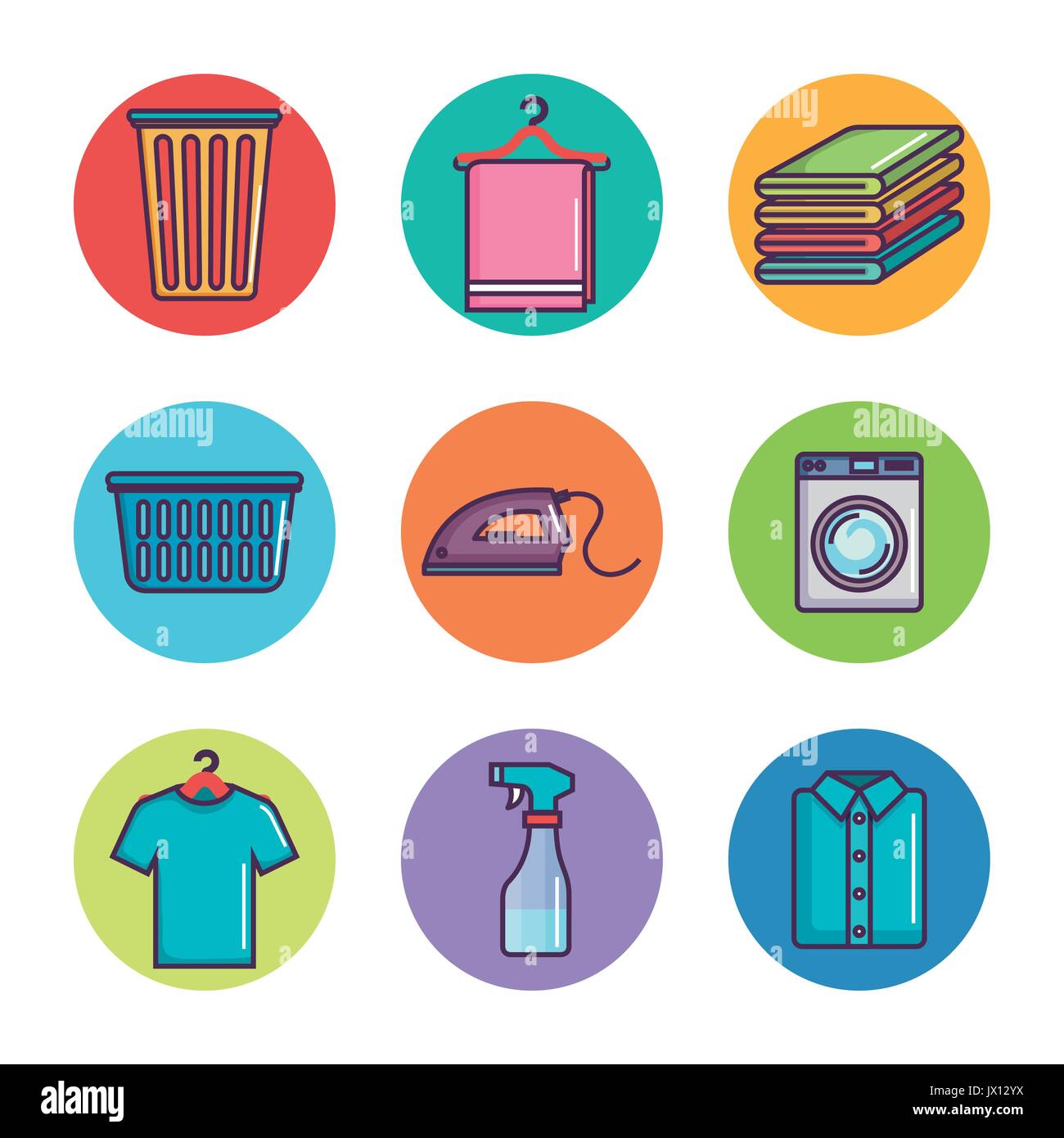 laundry and dry cleaning icons vector illustration Stock Vector Image ...