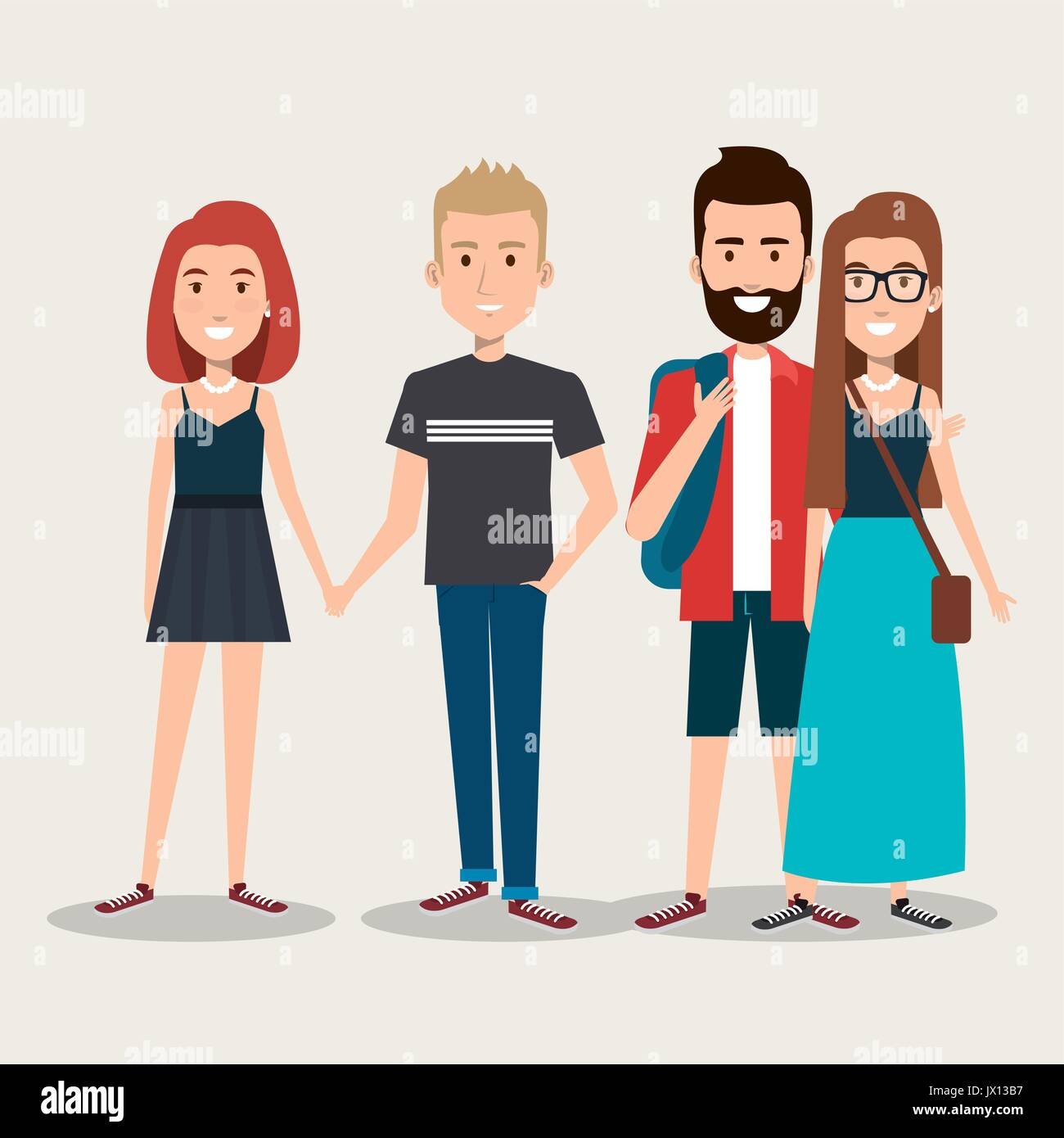 group of happy students with backpacks characters vector illustration ...