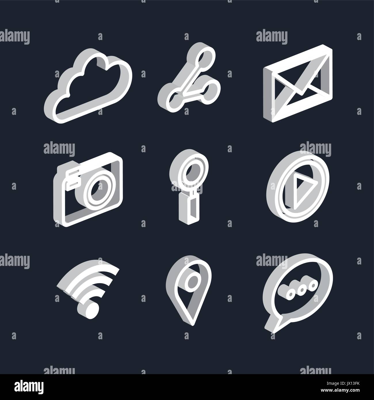 Wireless connection technology electronic gadgets and devices isometric icons collection with printer router and keyboard isolated vector illustration Stock Vector