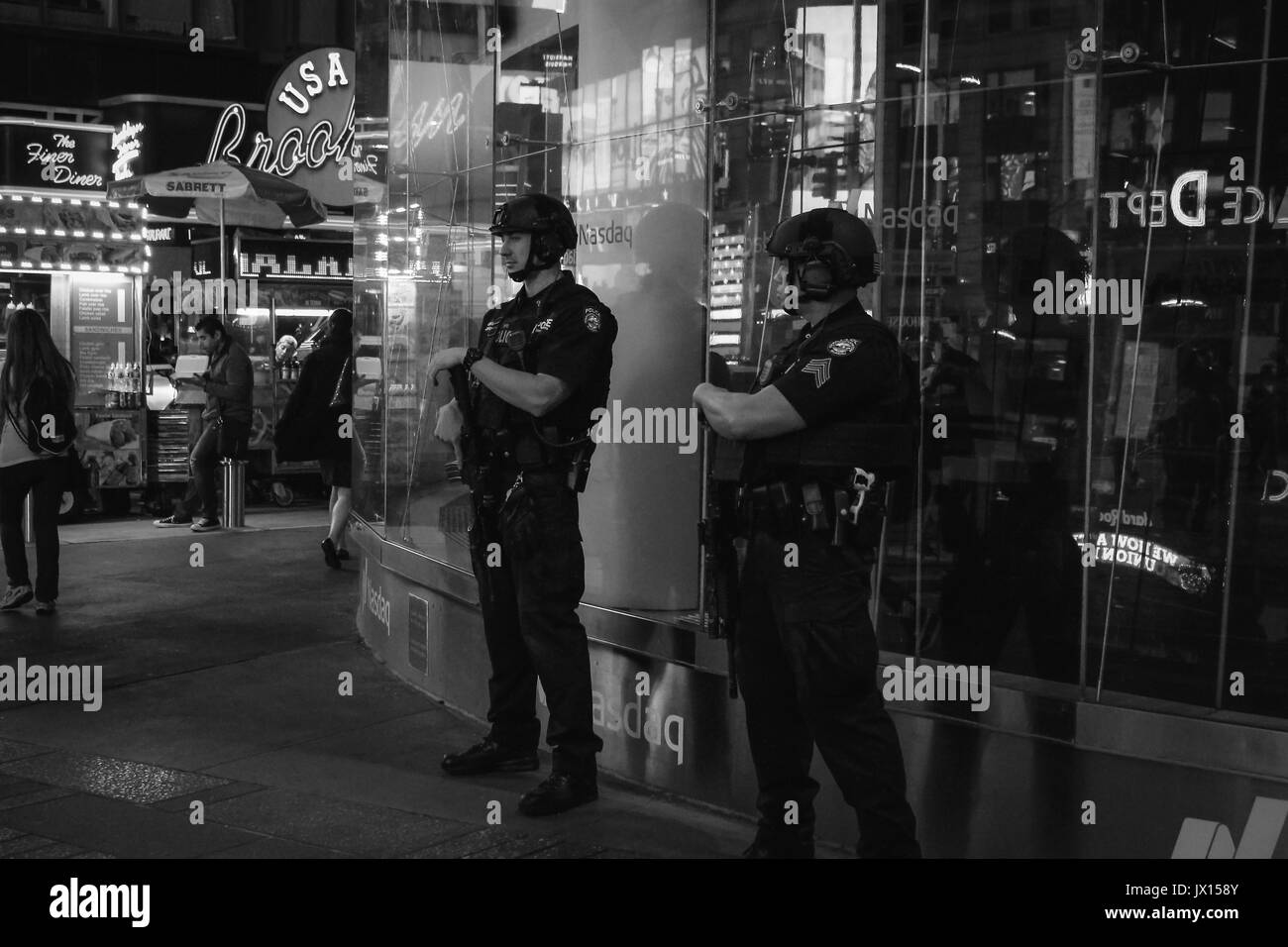 New York, USA - 26  September 2016: NYPD officers on the beat in Times Square, Manhattan. Stock Photo