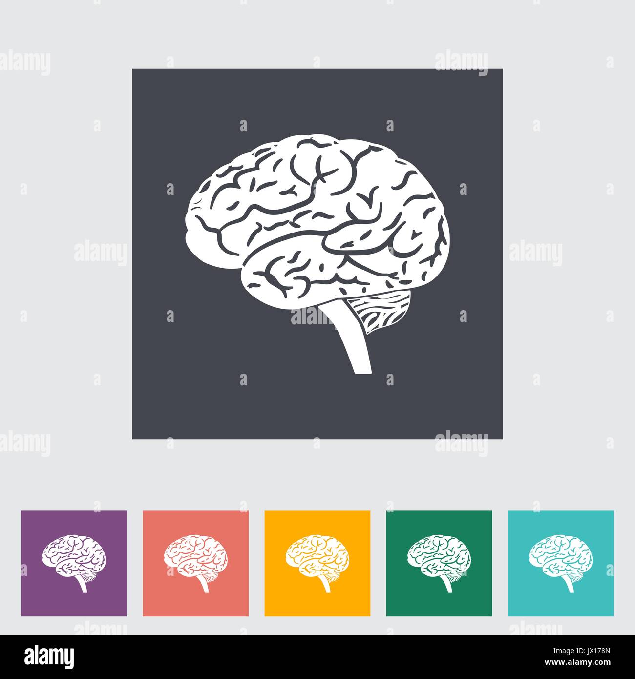 Vector illustration of a human brain. Single flat icon Stock Vector ...