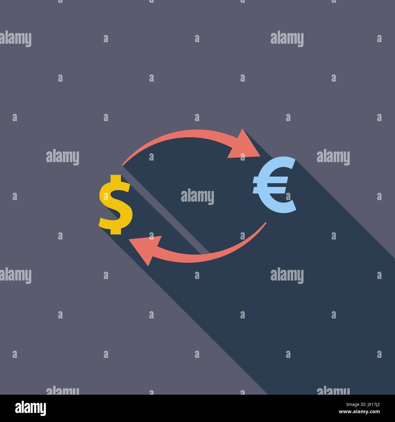 Currency exchange icon. Flat vector related icon with long shadow for web and mobile applications. It can be used as - logo, pictogram, icon, infograp Stock Vector