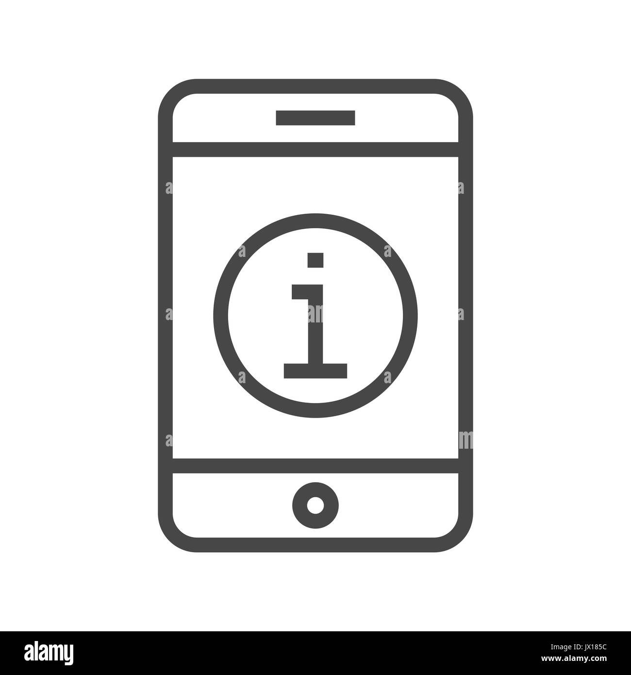 Smartphone with Info Sign Thin Line Vector Icon. Flat icon isolated on ...