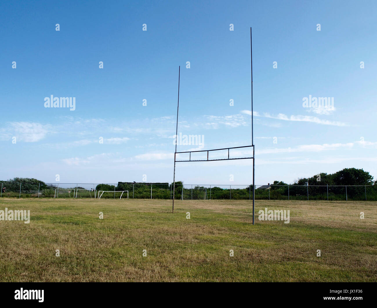 Goalposts in a playground of football Stock Photo