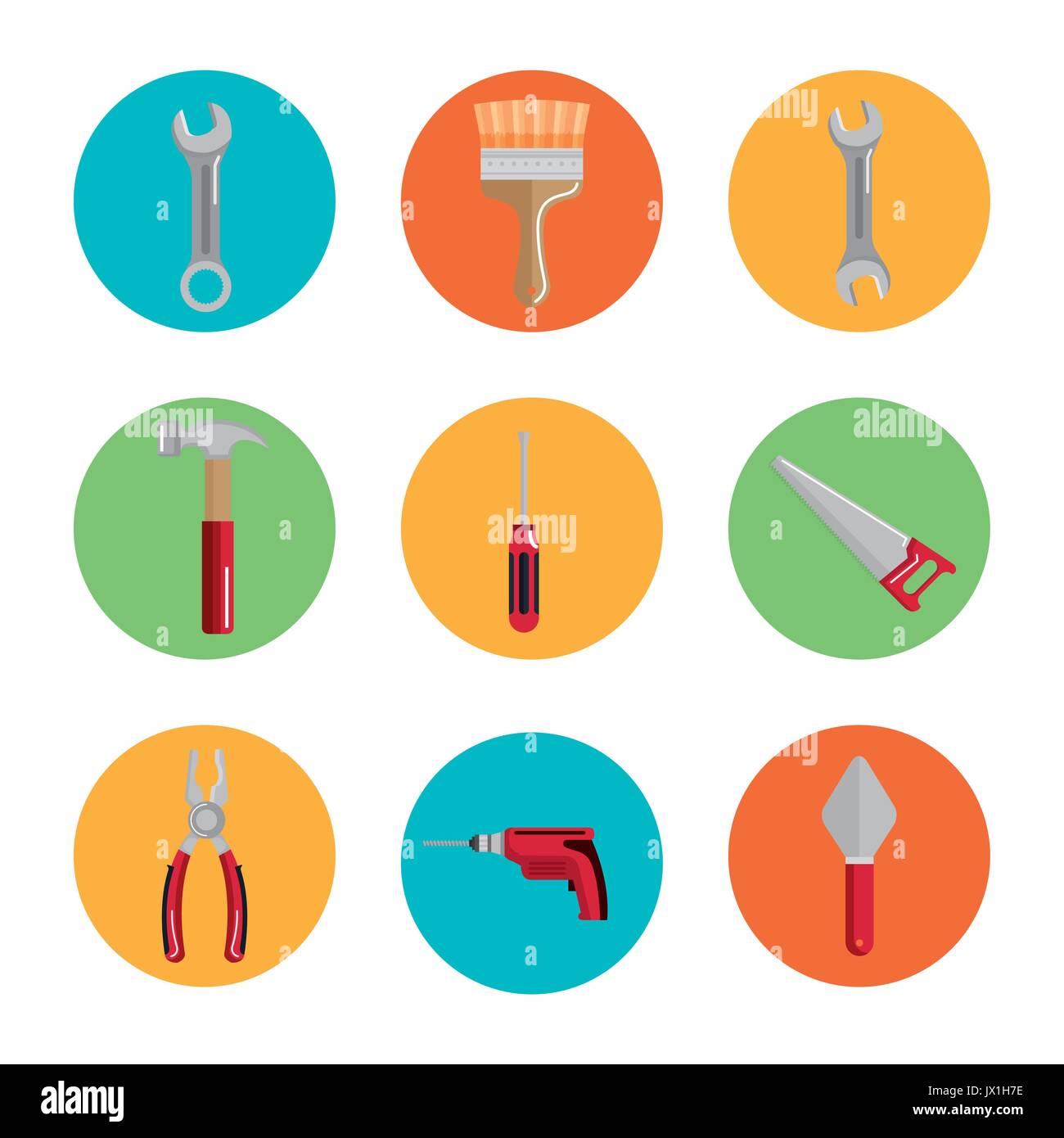 set building construction and home repair tools vector illustration ...