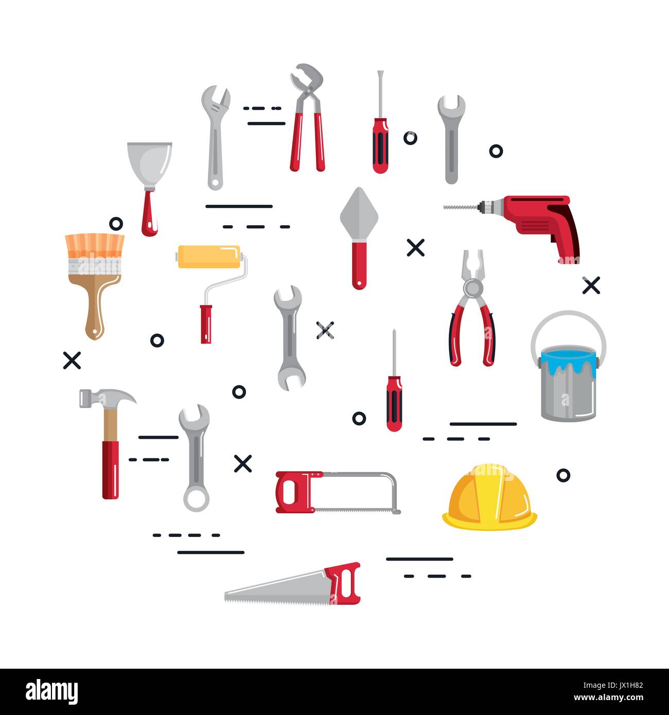 set building construction and home repair tools vector illustration ...