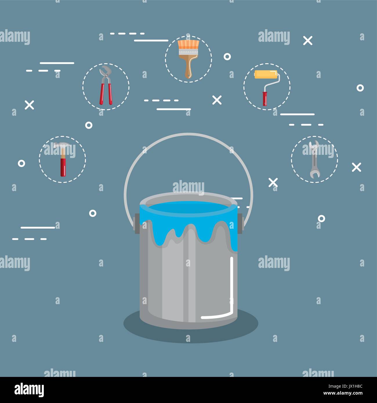 open paint bucket color renovation decoration vector illustration Stock