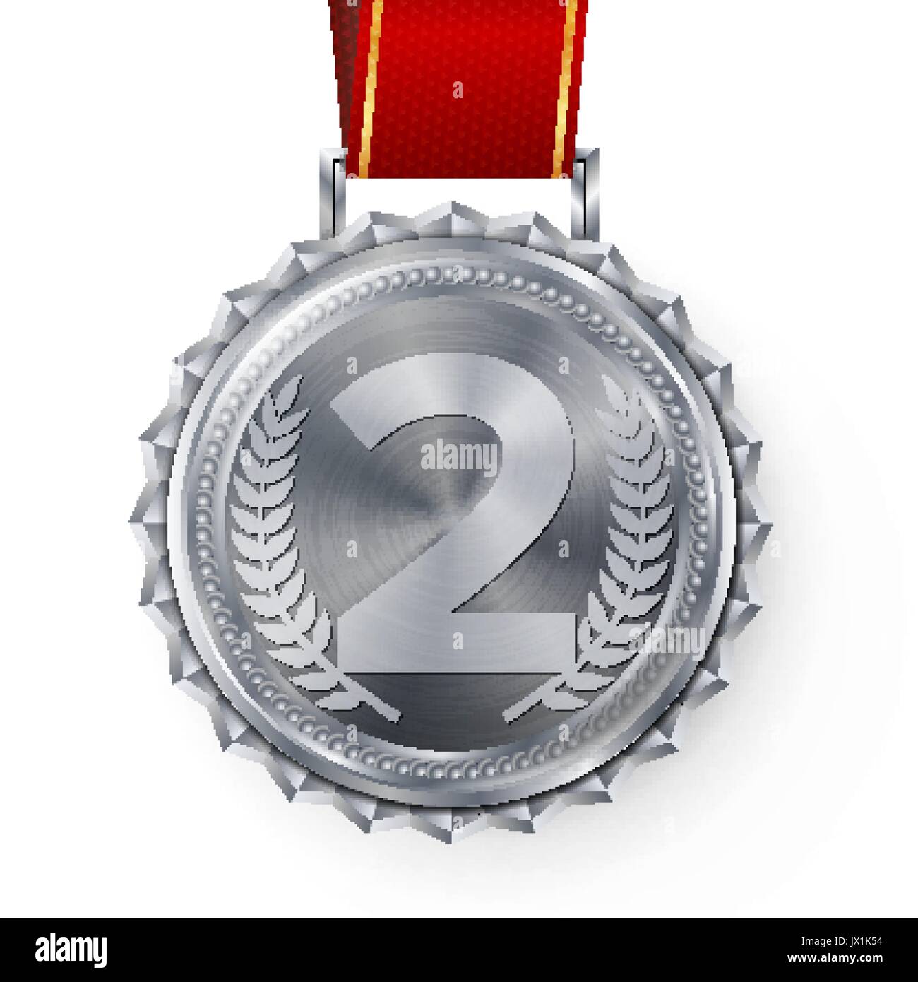 Silver Medal Vector. Silver 2nd Place Badge. Sport Game Silver ...