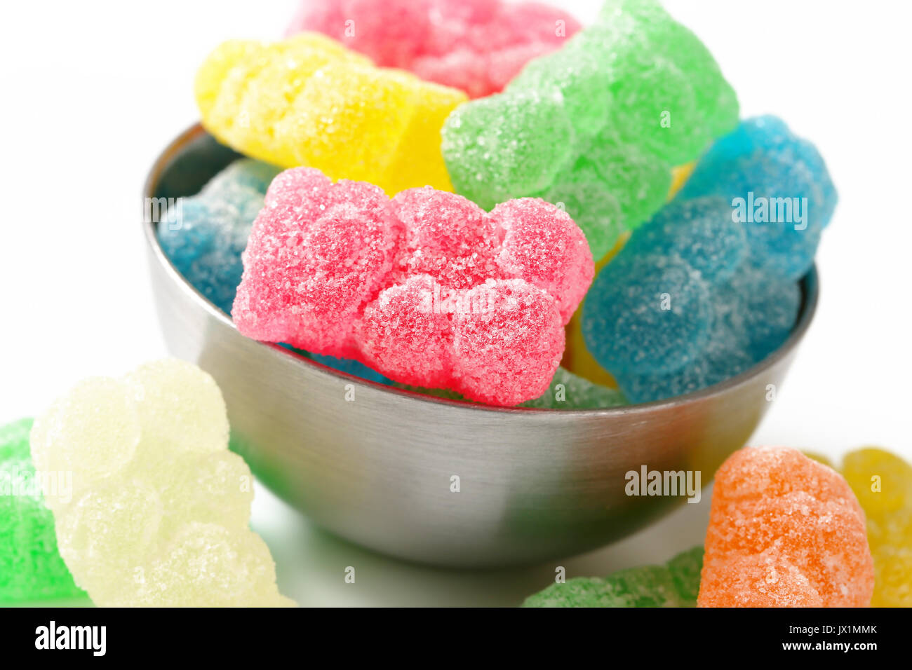 Fruit flavored gummy bears in assorted colors Stock Photo