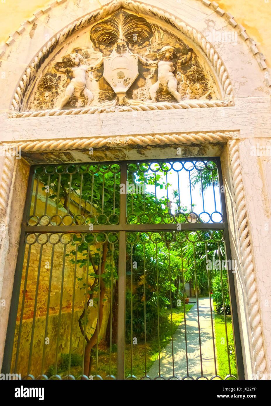 The old Italian patio in Venice in Italy Stock Photo Alamy