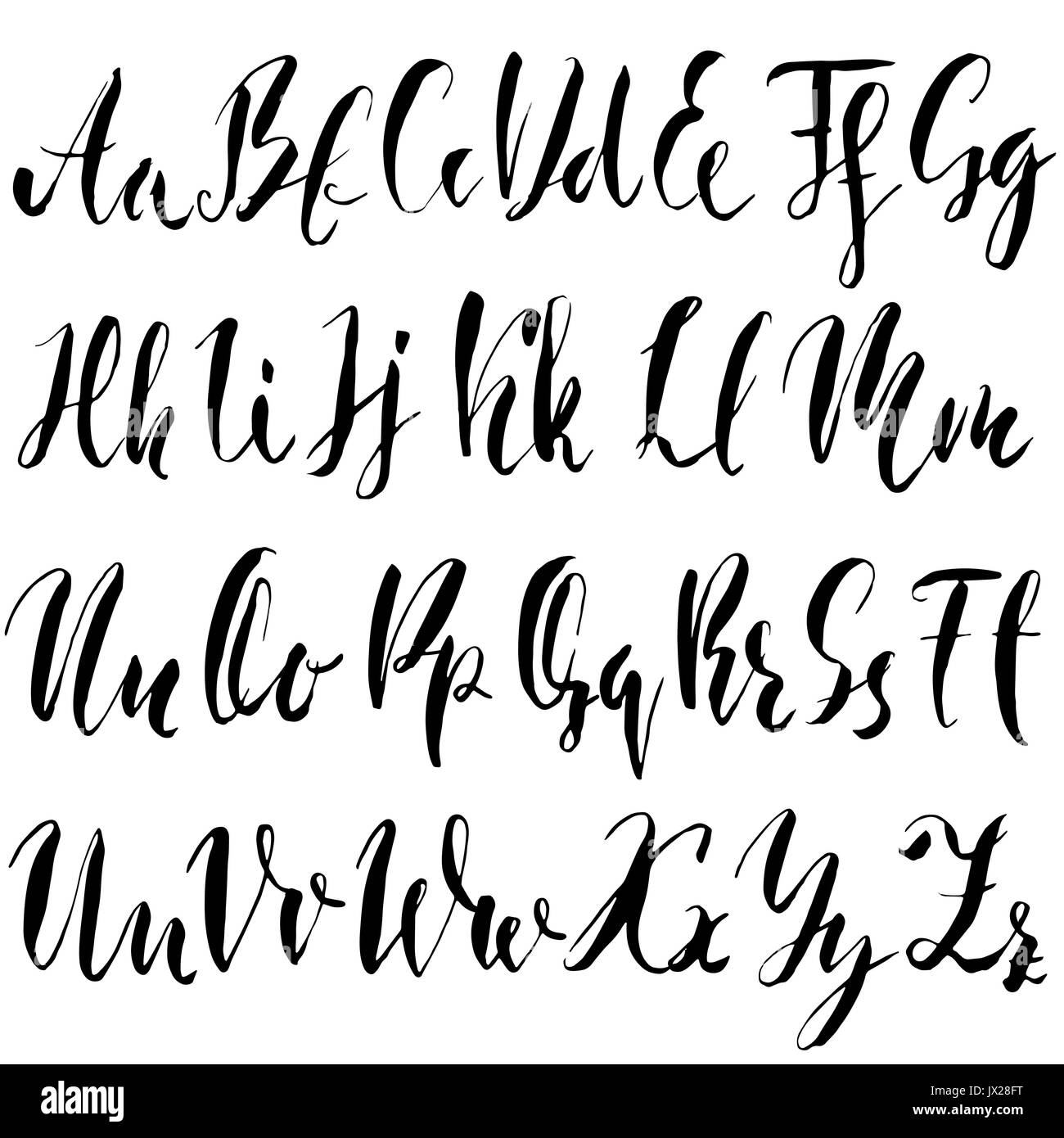 Hand drawn elegant calligraphy font. Modern brush lettering. Grunge ...