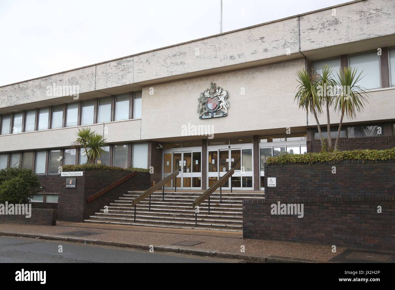 Hove trial center in East Sussex where Jamshid Piruz is due to be sentenced. Convicted murderer in Holland Jamshid Piruz attacked a Police Officers in the Sussex street with a claw hammer. Stock Photo