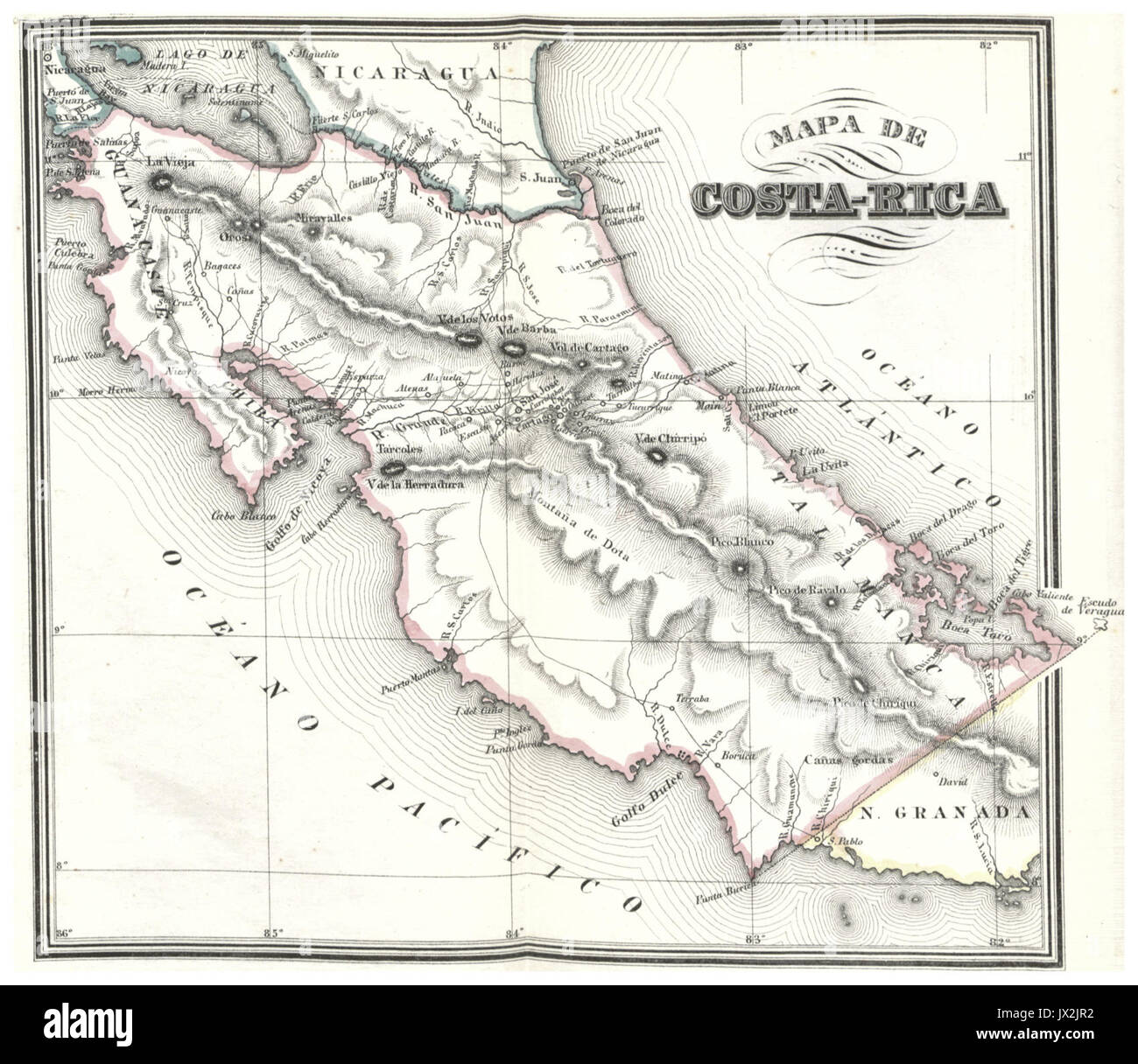 Mapa de Costa Rica (1850 Stock Photo Alamy