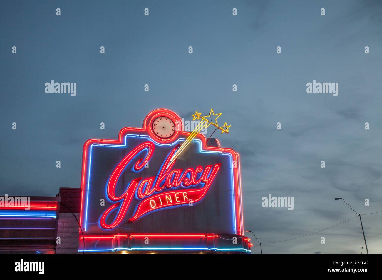 Neon diner sign, Flagstaff, Arizona. Stock Photo