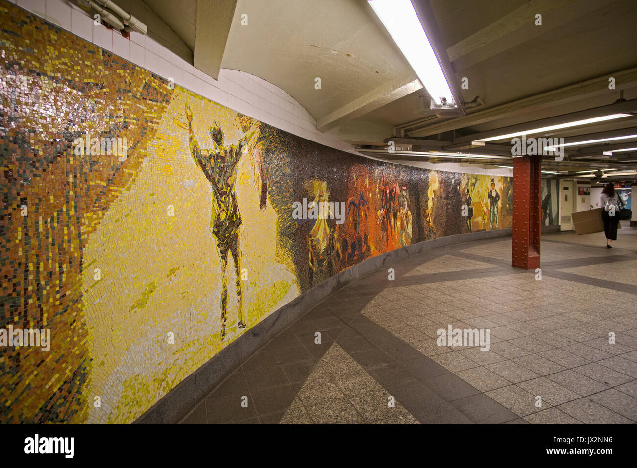 Mosaic art work at the 34th Street Penn Station subway station in Manhattan, New York City Stock Photo