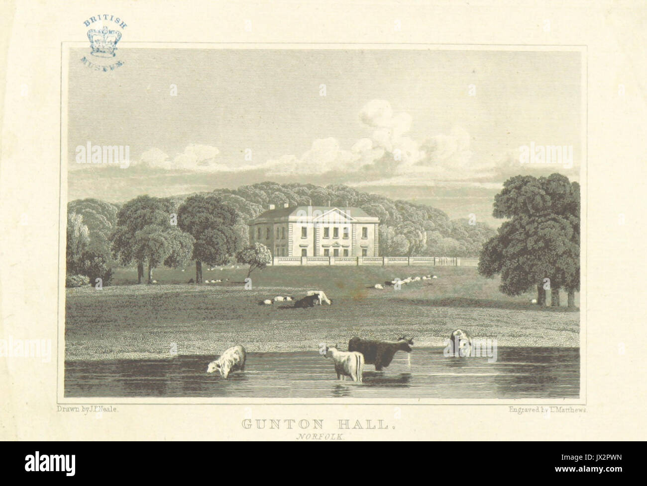 Neale(1818) p3 032   Gunton Hall, Norfolk Stock Photo