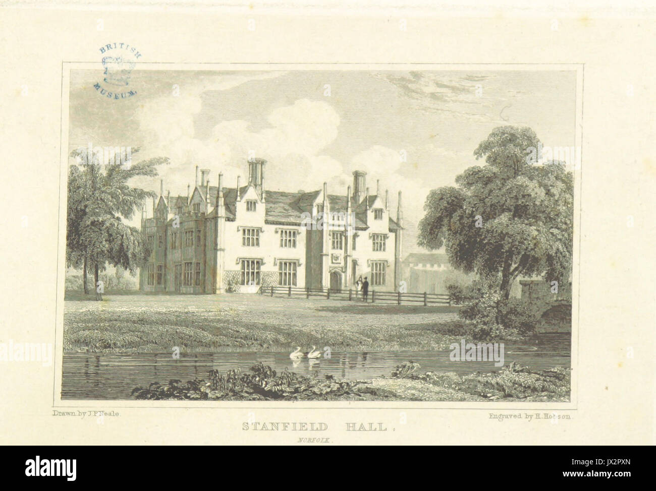 Neale(1818) p3 090 Stanfield Hall, Norfolk Stock Photo Alamy