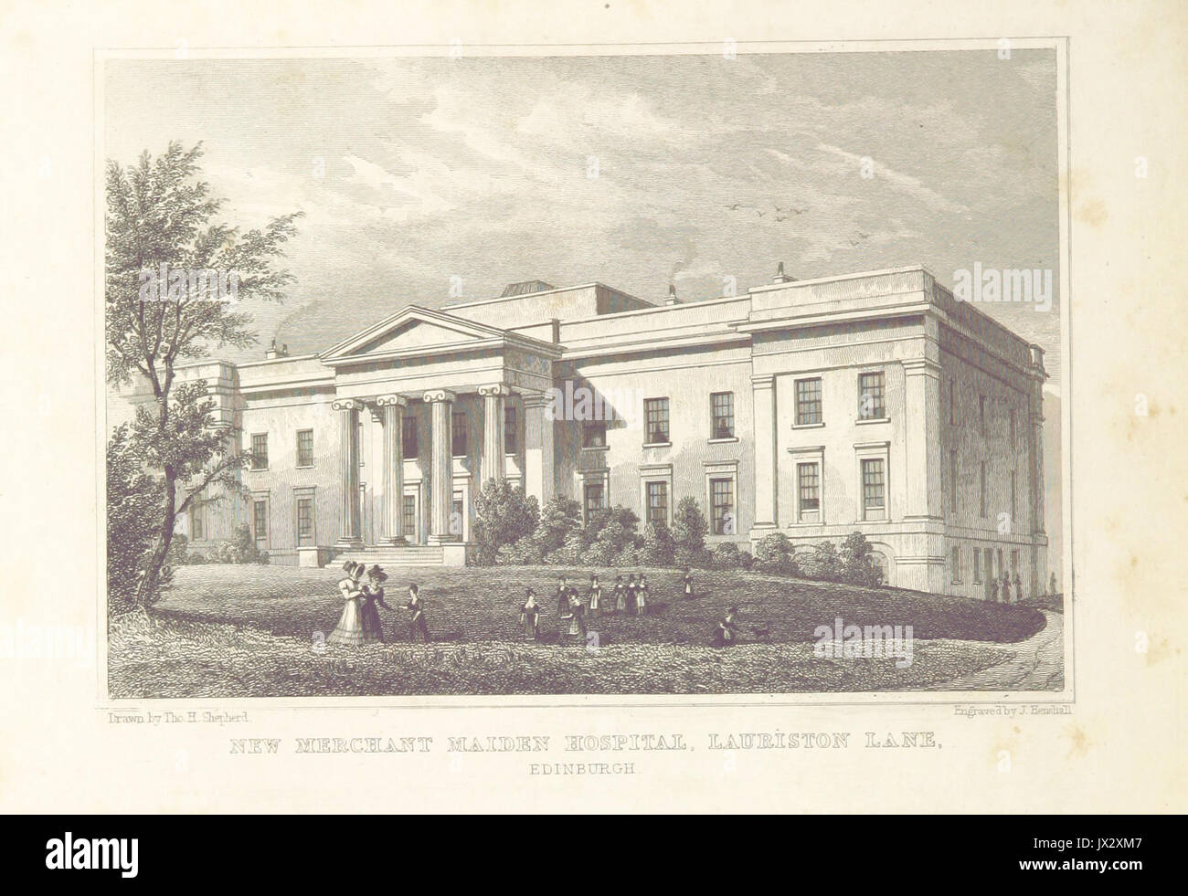 MA(1829) p 124   New Merchant Maiden Hospital, Lauriston Lane, Edinburgh   Thomas Hosmer Shepherd Stock Photo