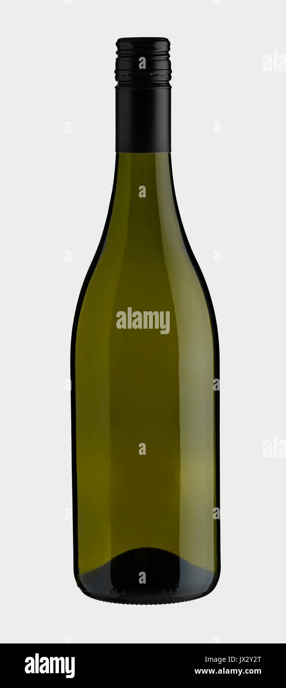 clear cut product shot mock up of Burgundy green wine bottle Stock Photo