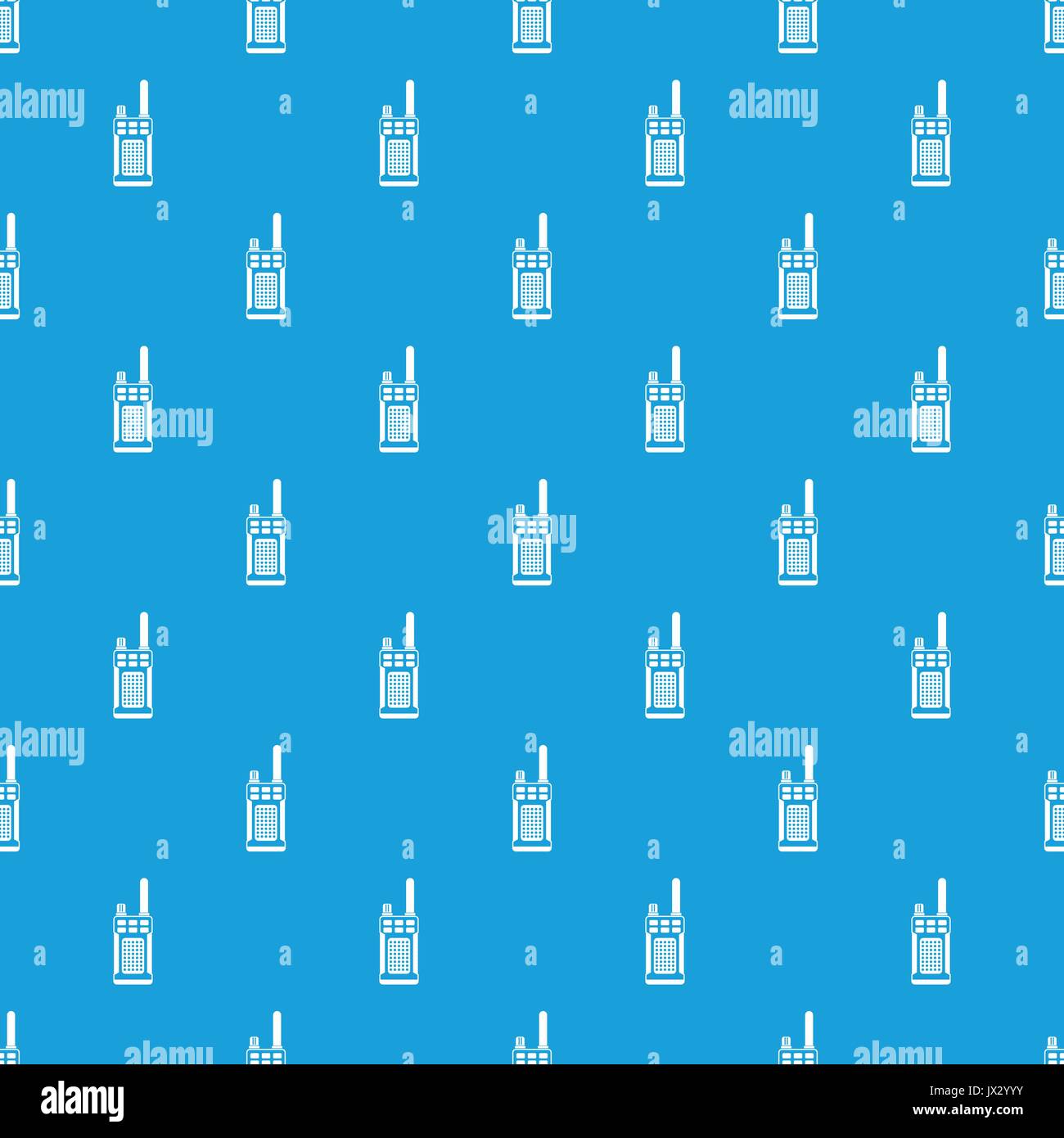 Portable handheld radio pattern seamless blue Stock Vector
