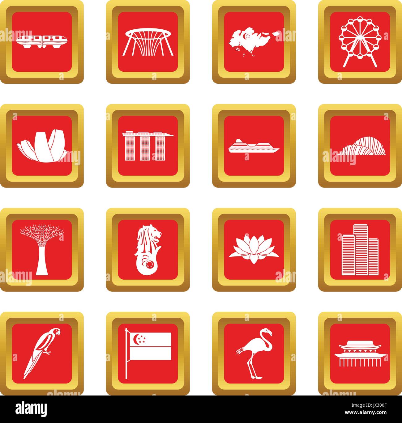 Singapore icons set red Stock Vector Image & Art - Alamy