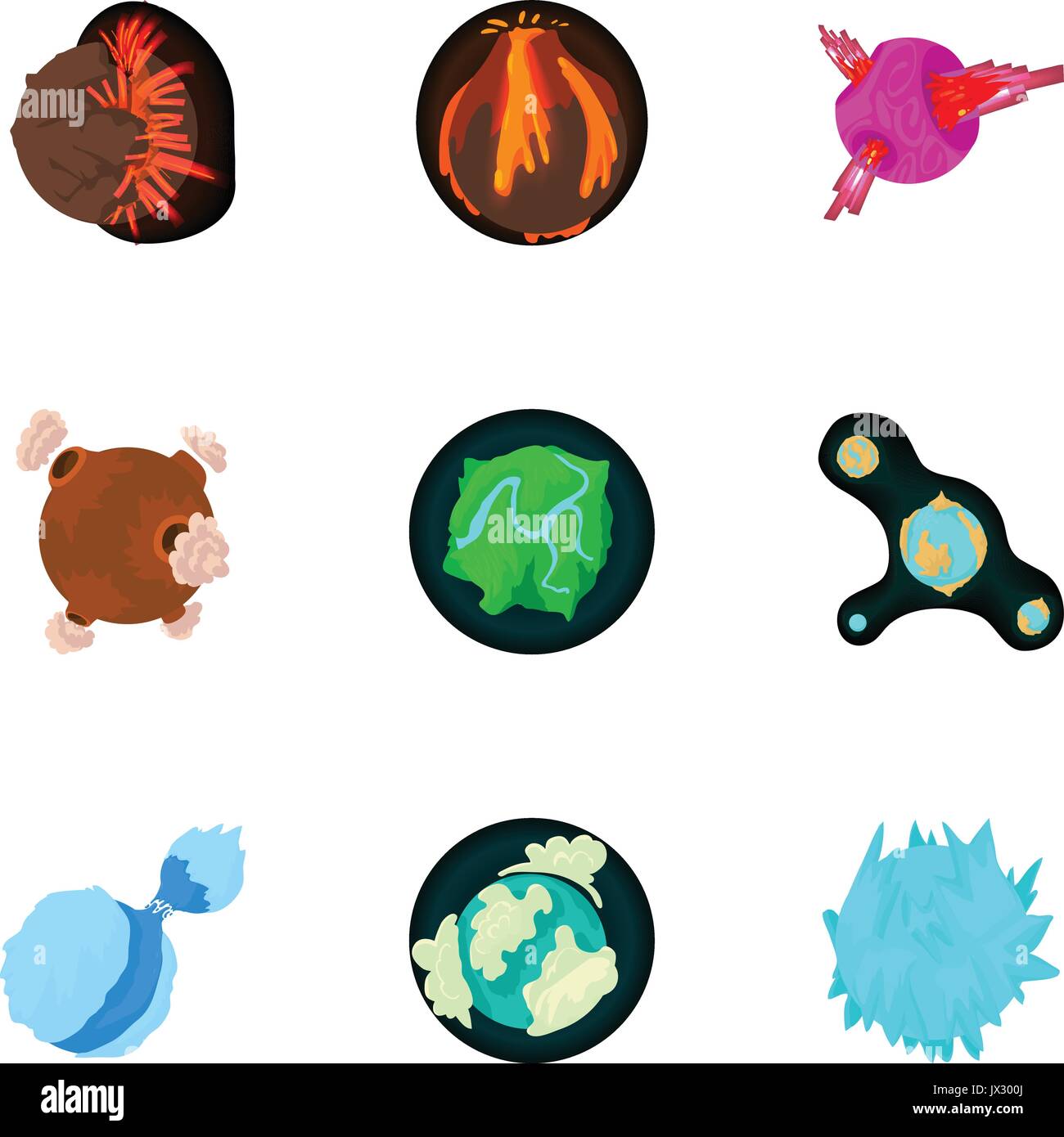 Fantastic planet icons set, cartoon style Stock Vector Image & Art - Alamy