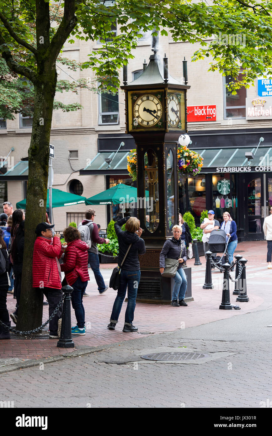 The Famous Gastown Steam Clock in Vancouver British Columbia Canada Stock Photo