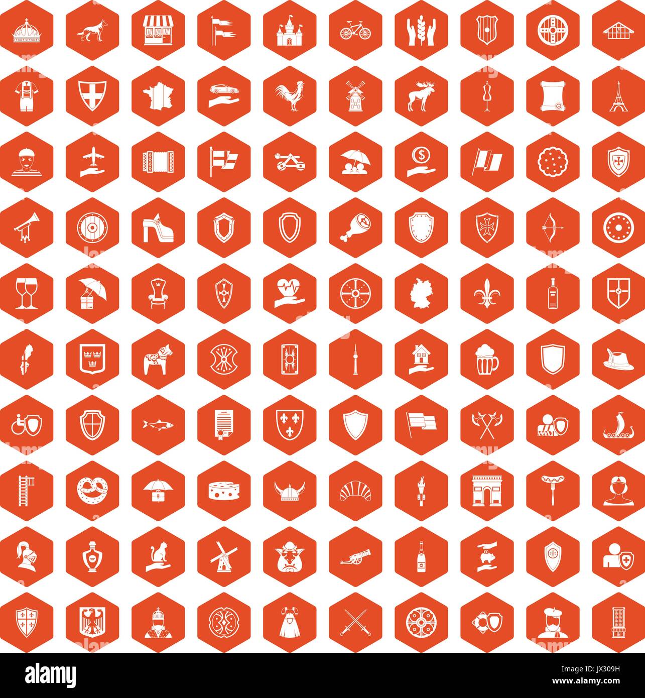 100 shield icons hexagon orange Stock Vector Image & Art Alamy