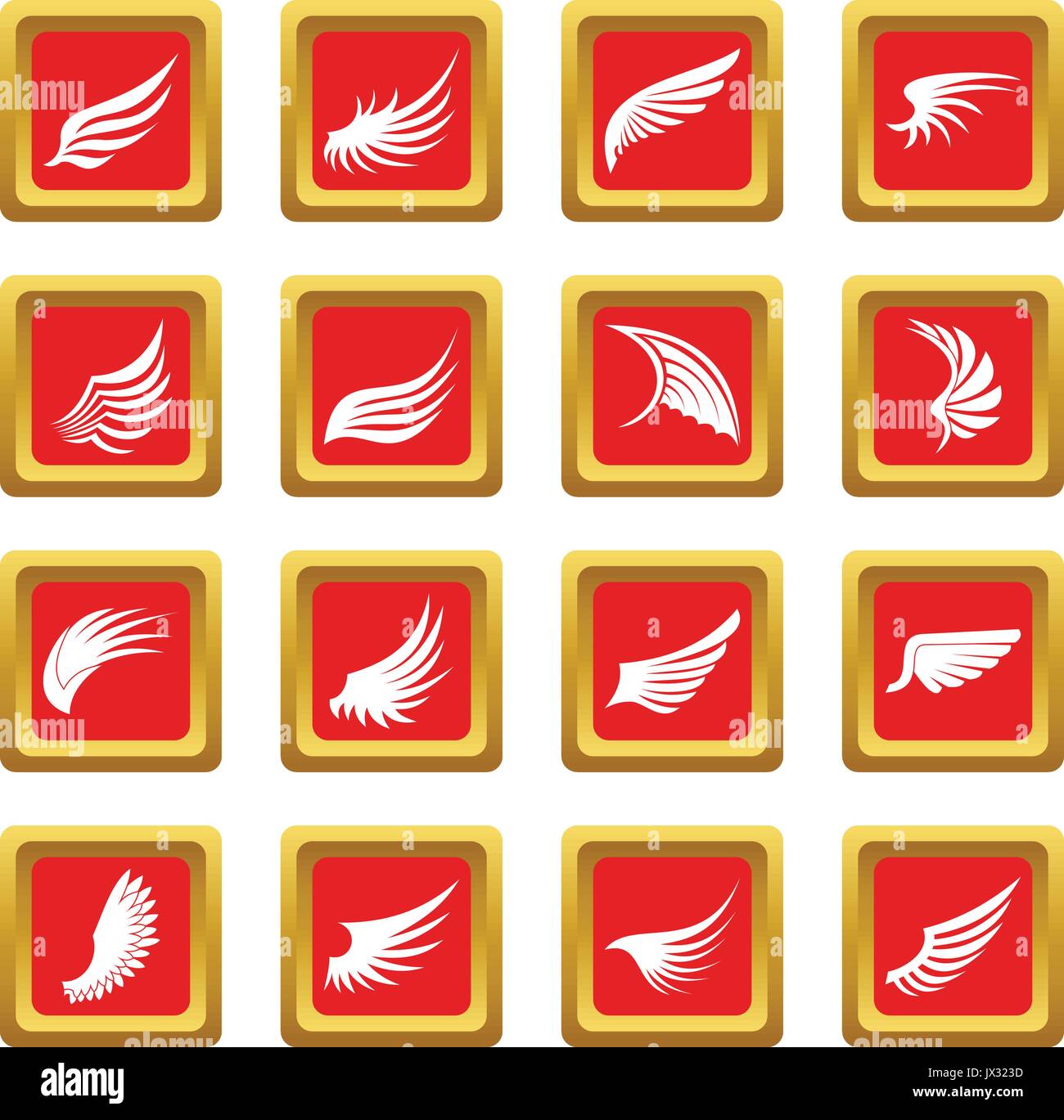 Wing icons set red Stock Vector Image & Art - Alamy