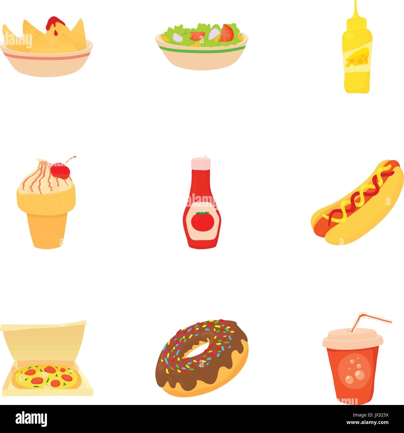 Fast food menu icons set, cartoon style Stock Vector Image & Art - Alamy