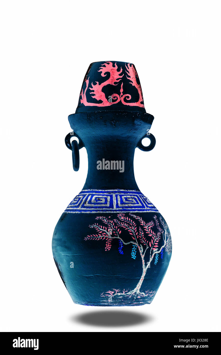 Blue vase on a white background Stock Photo - Alamy
