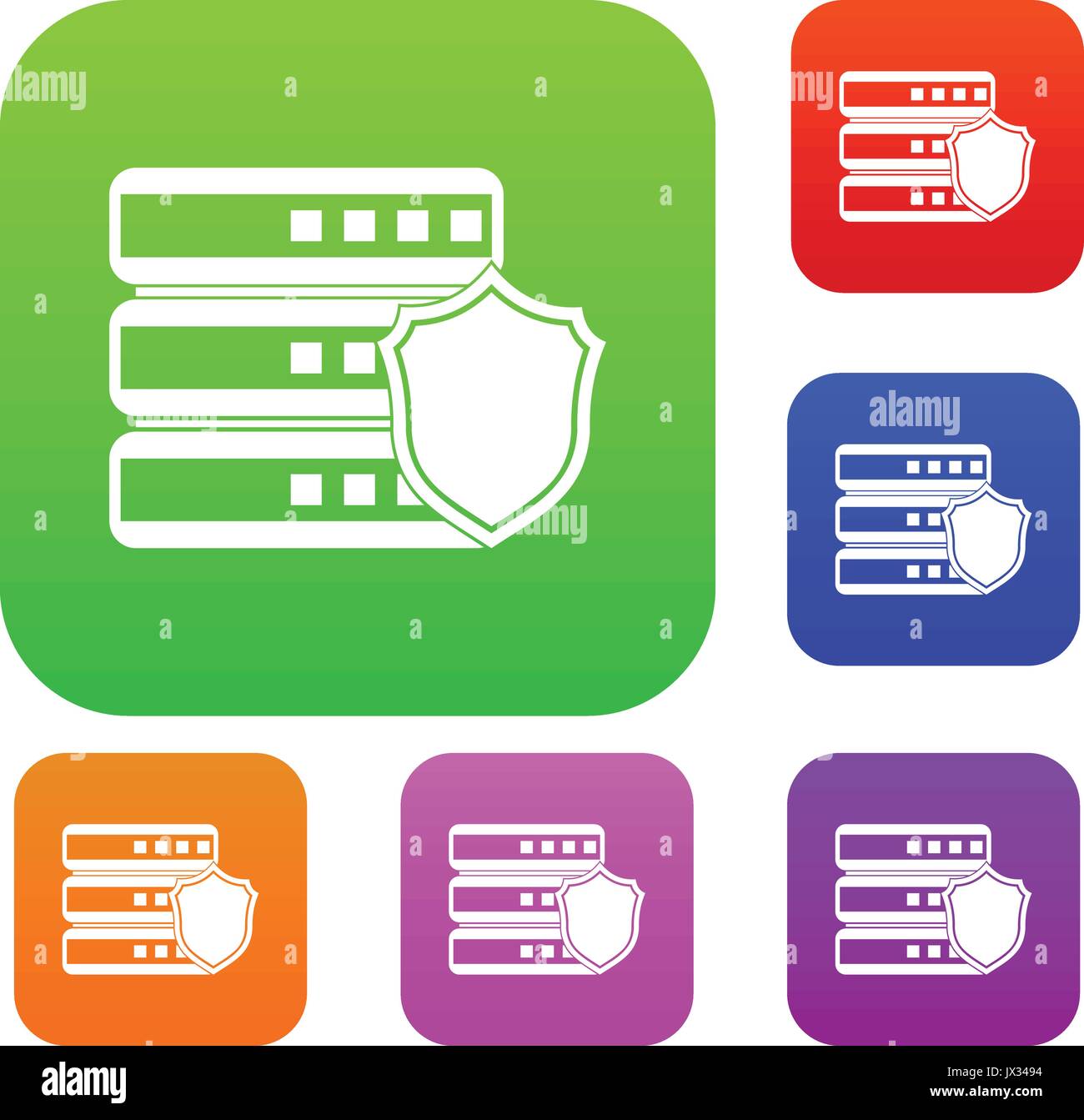Database with gray shield set collection Stock Vector Image & Art - Alamy